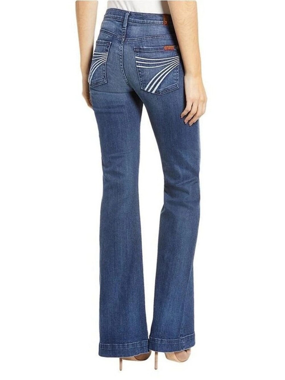 7 For All Mankind Dojo Women’s Flare Jeans Pond Blue 7FAM Size 23 - Picture 2 of 10